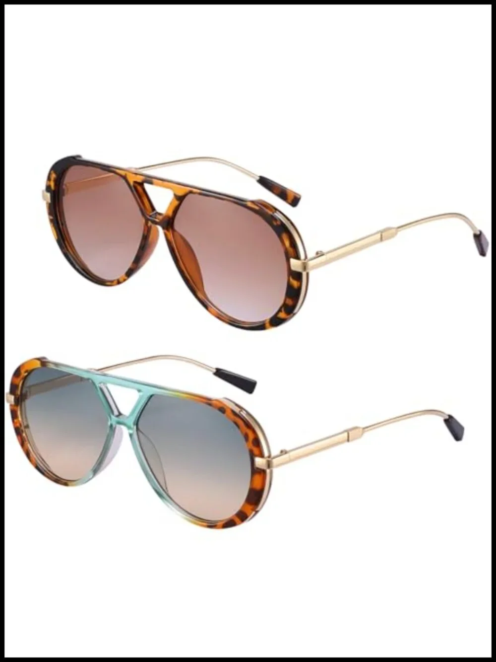 Oversized Retro Double Bridge Sunglasses UV400 Protection for Women Men